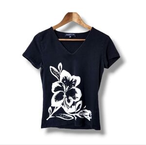 Jones New York Floral V-neck Short Sleeve Tee  | PS